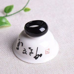 Natural Black Onyx Agate Ring Obsidian